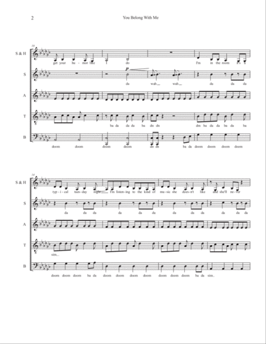 You Belong With Me 4-Part scores gallery preview page 2