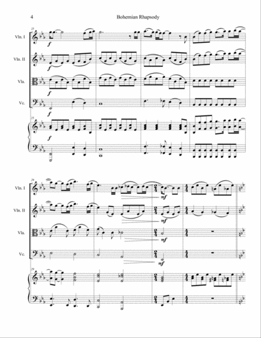 Bohemian Rhapsody Piano Quintet scores gallery preview page 4