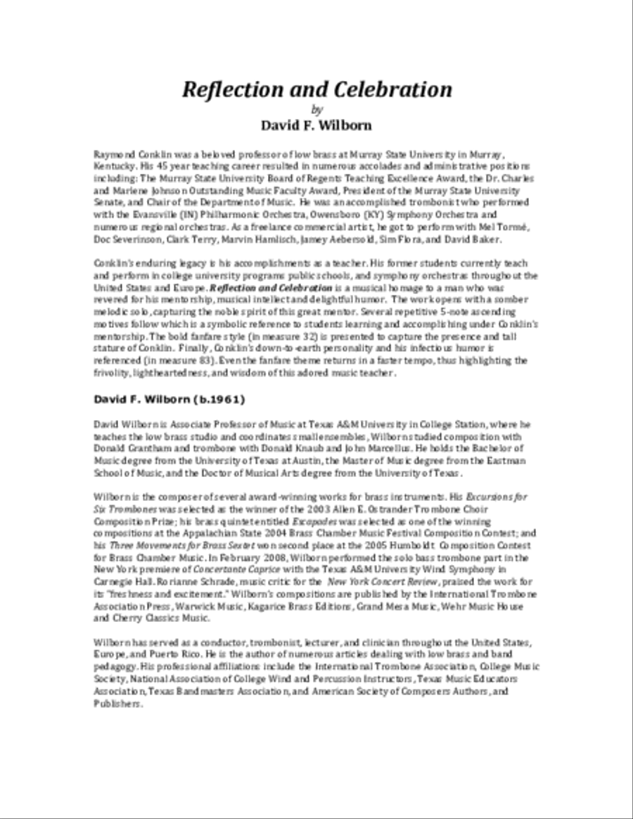 Reflection and Celebration for 8-part Trombone Ensemble Trombone scores gallery preview page 2