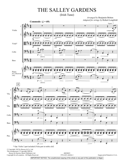 The Salley Gardens - Conductor Score (Full Score)