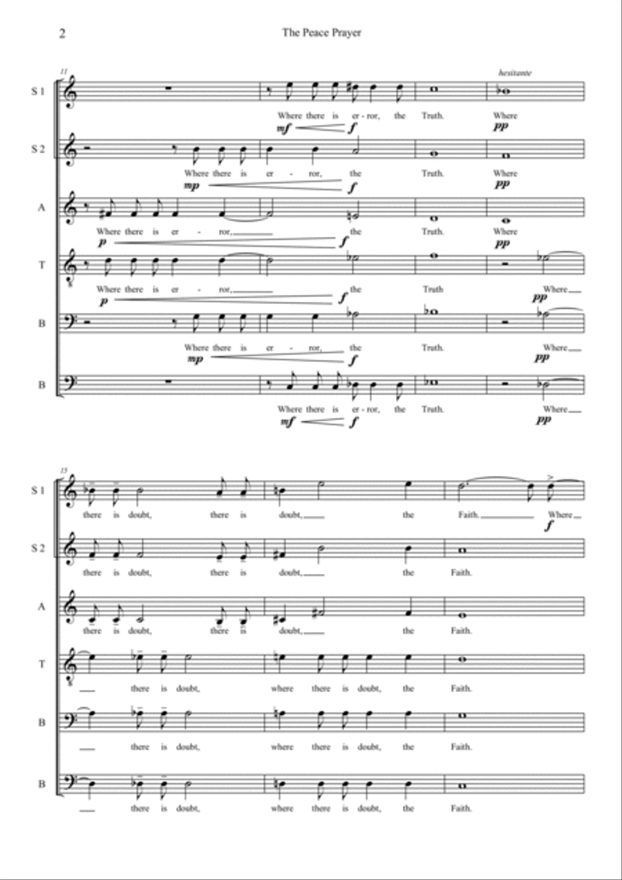 THE PEACE PRAYER Choir scores gallery preview page 2