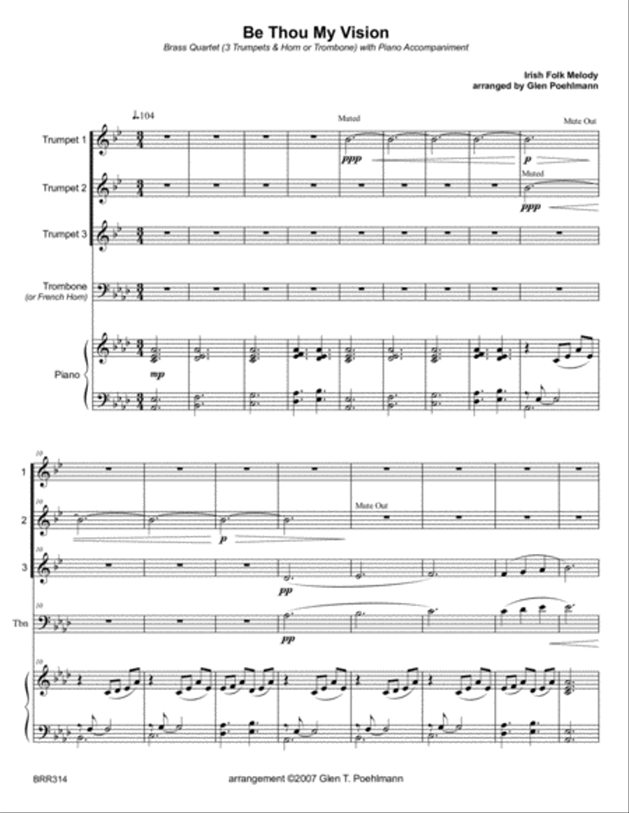 BE THOU MY VISION - BRASS QUARTET with Piano Accompaniment Brass Quartet scores gallery preview page 1
