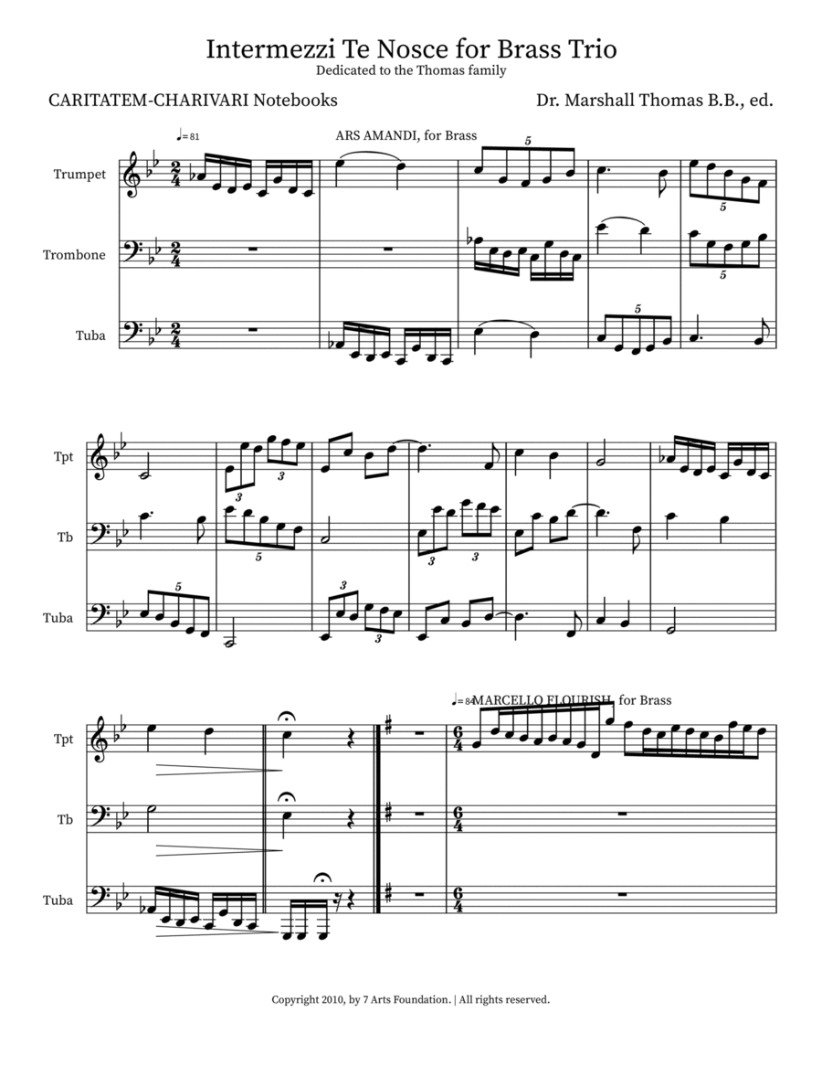 Intermezzi Te Nosce for Brass Trio Brass Trio scores gallery preview page 1
