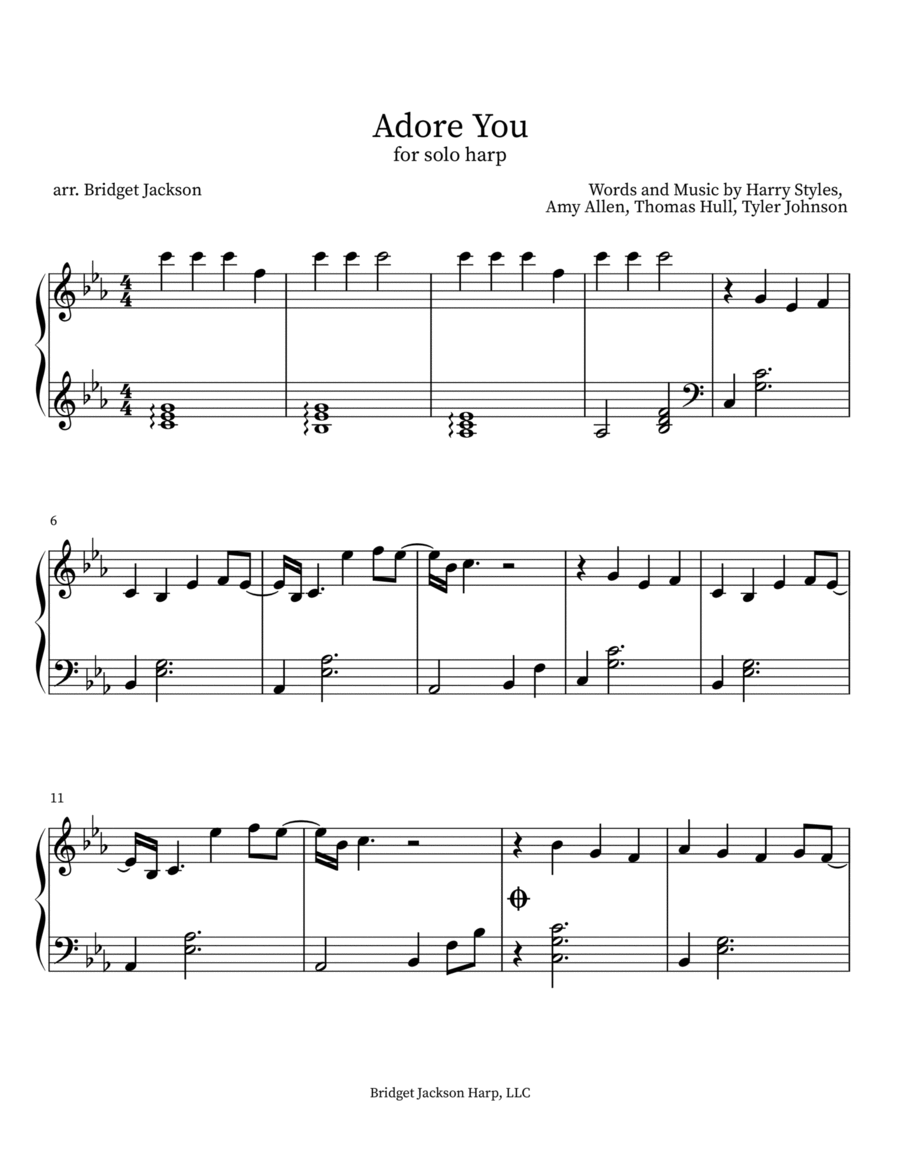 Adore You Adore You Harp scores gallery preview page 1