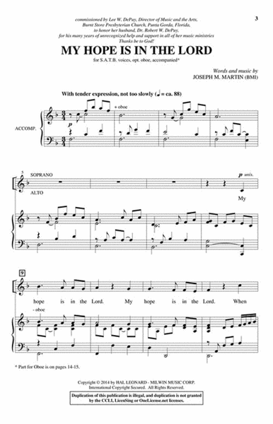 My Hope Is in the Lord by Joseph M. Martin 4-Part - Sheet Music
