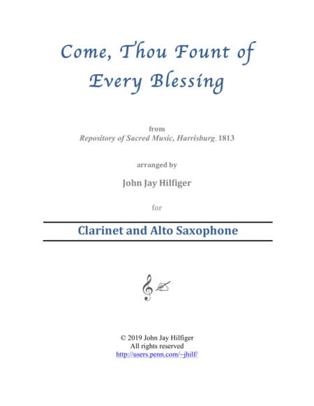 Come, Thou Fount of Every Blessing for Clarinet and Alto Saxophone image number null