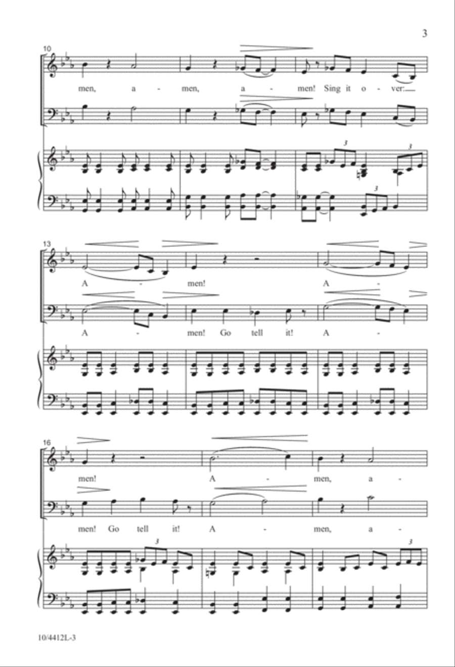 Amen! Tell It on the Mountain! 4-Part scores gallery preview page 3