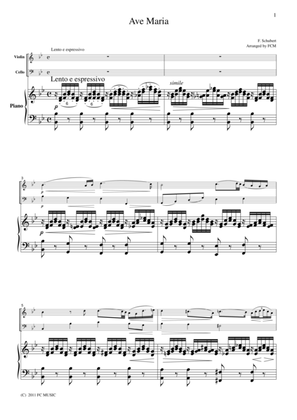Schubert Ave Maria, for piano trio, PS101
