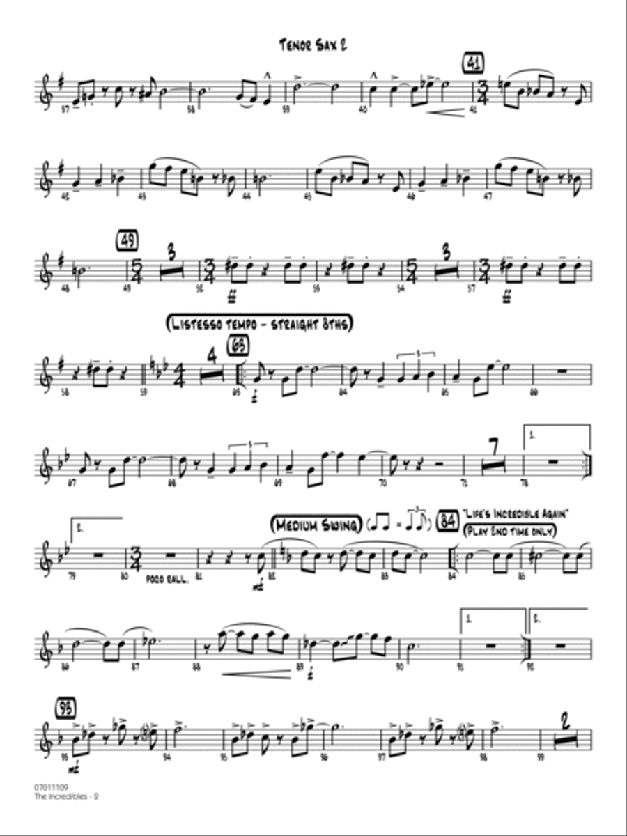 The Incredibles (arr. Stephen Bulla) - Tenor Sax 2 Jazz Ensemble scores gallery preview page 2