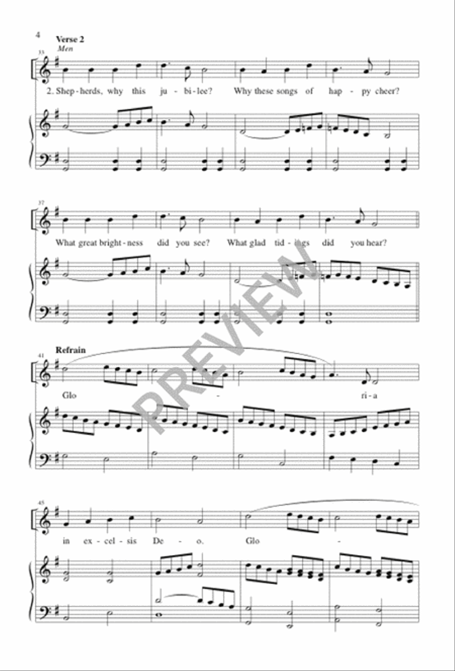 Angels We Have Heard On High Unison Choir scores gallery preview page 4