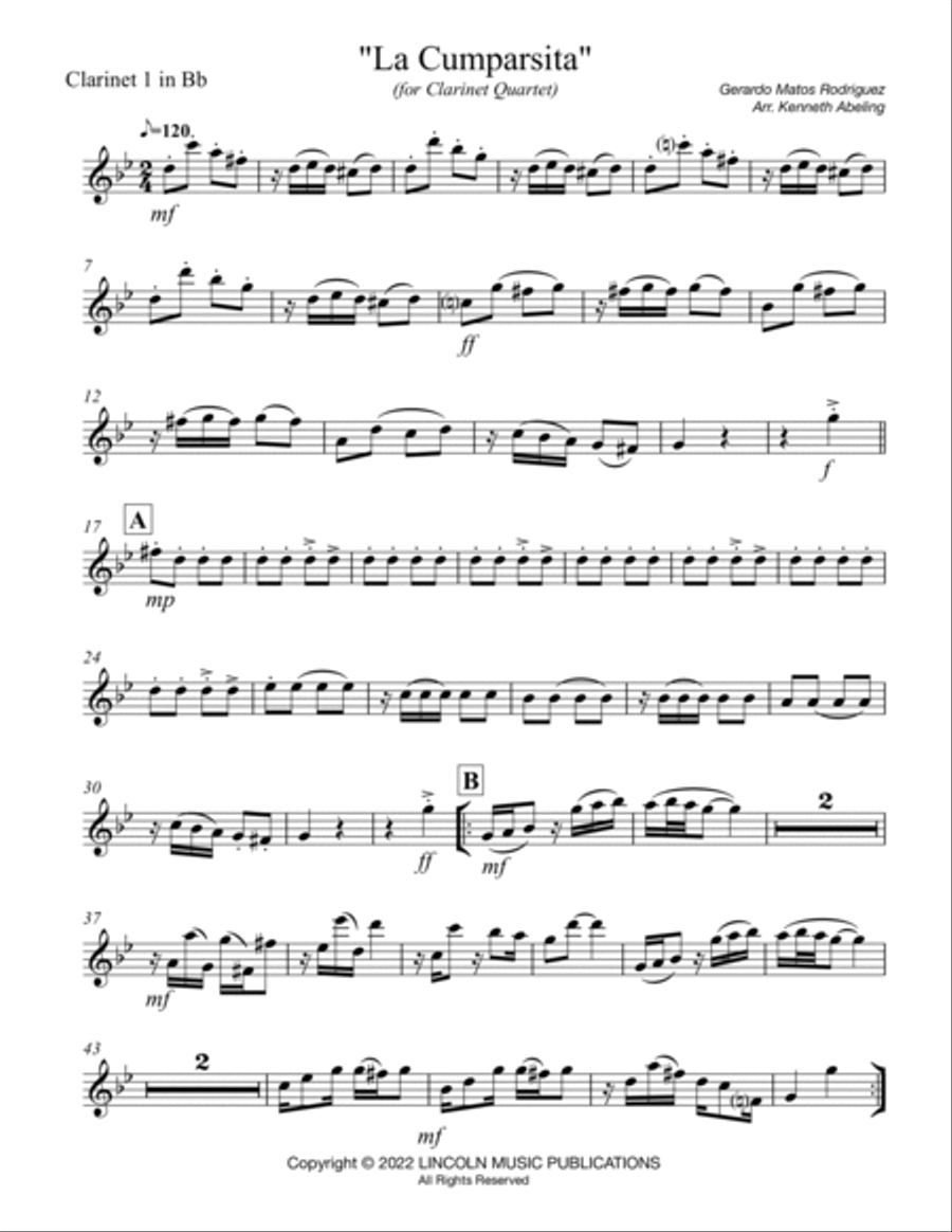 La Cumparsita (Tango) (for Clarinet Quartet) Clarinet Quartet scores gallery preview page 6