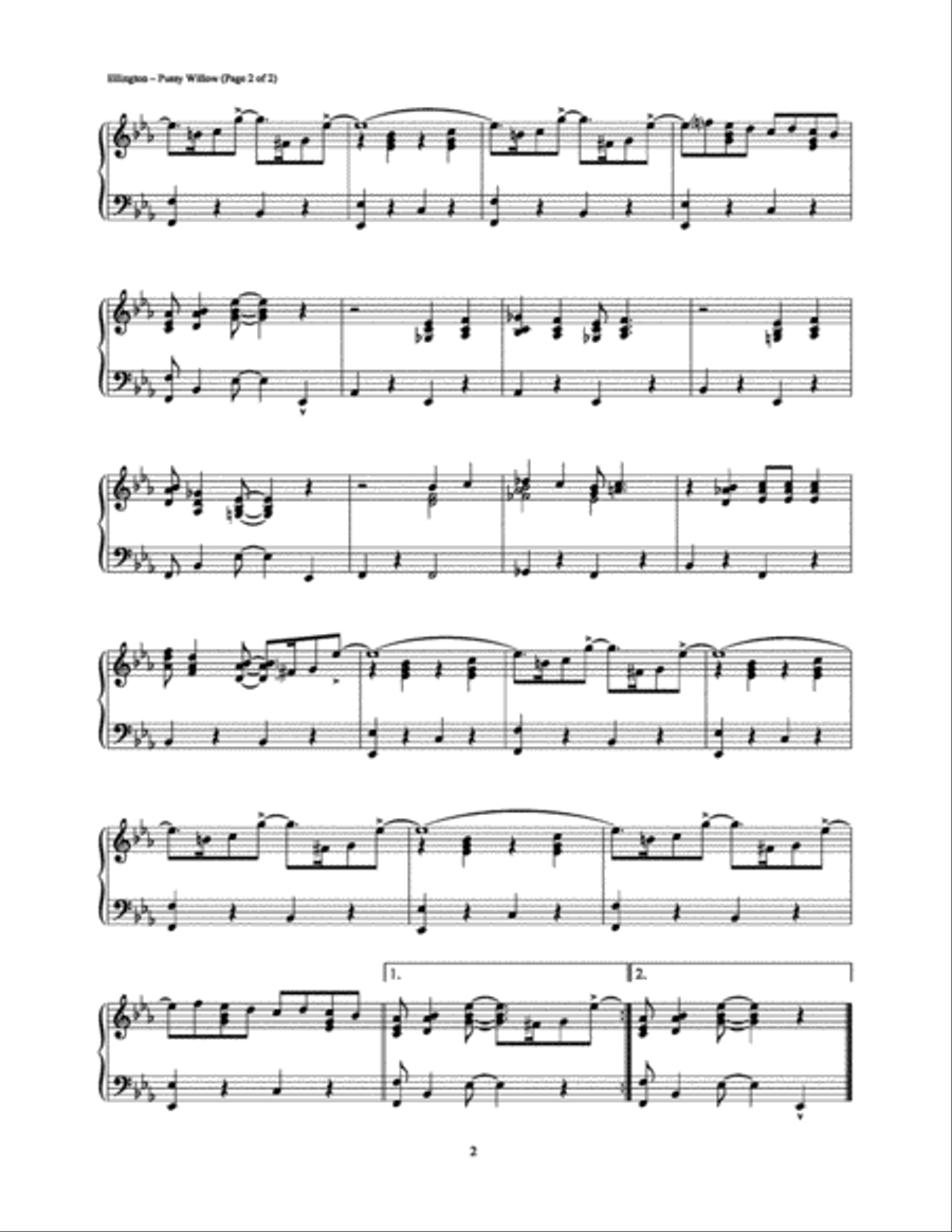 Pussy Willow Piano Solo scores gallery preview page 2