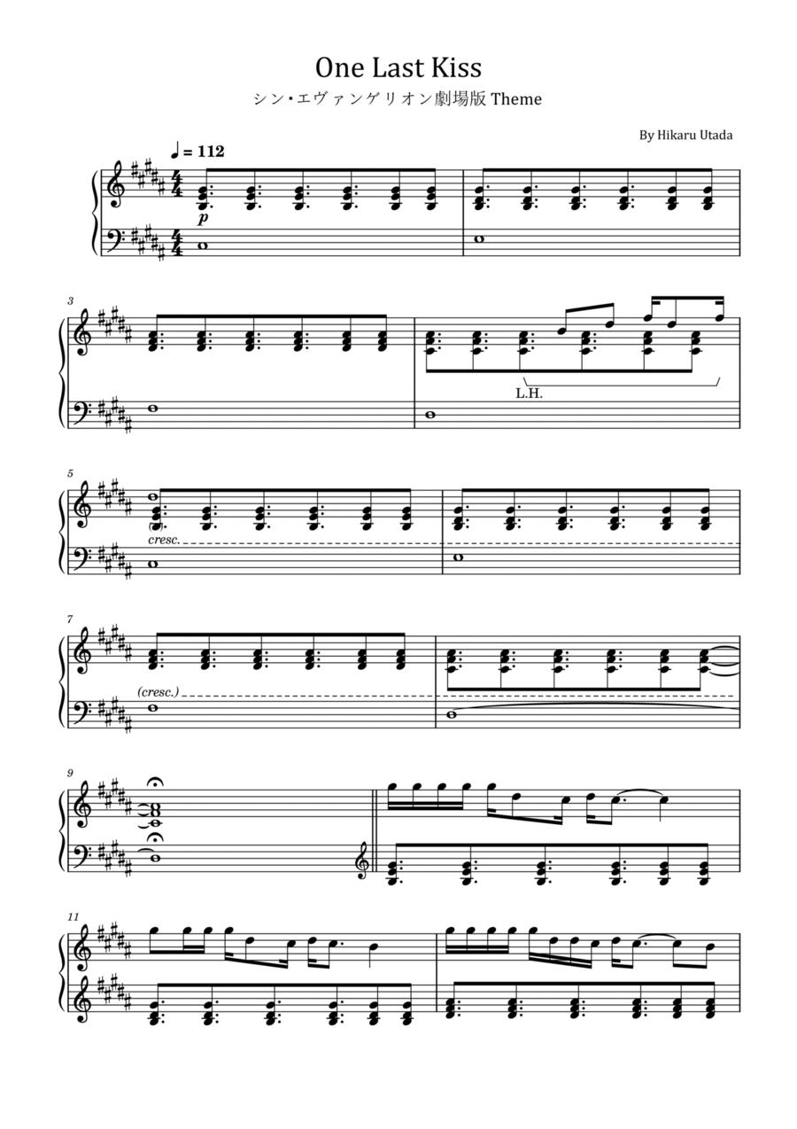 One Last Kiss Piano Solo scores gallery preview page 1