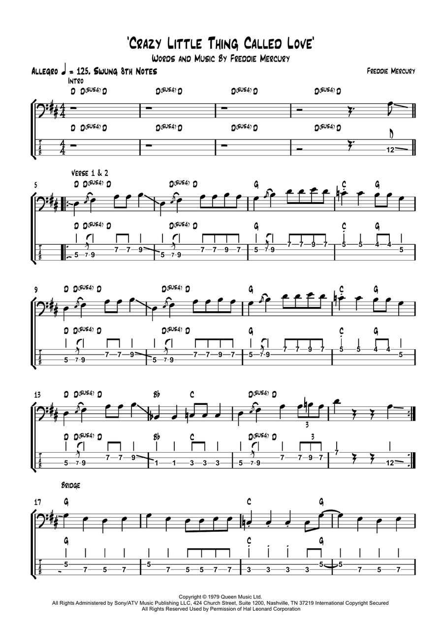 Crazy Little Thing Called Love A Cappella scores gallery preview page 1