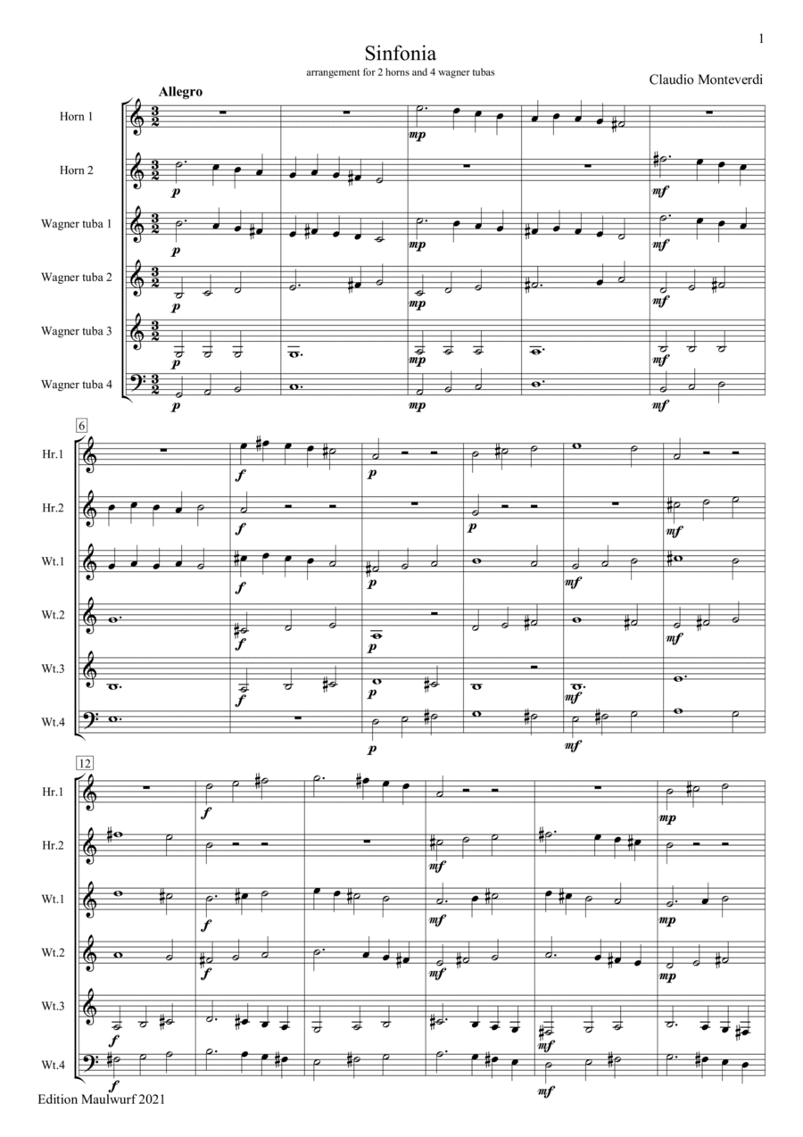 Monteverdi Sinfonia Monteverdi Sinfonia Horn scores gallery preview page 1