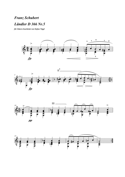 F.Schubert: 8 Landler D.366 for guitar solo