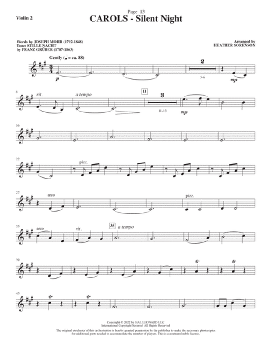 Carols (A Cantata for Congregation and Choir) (String Quartet) - Violin 2