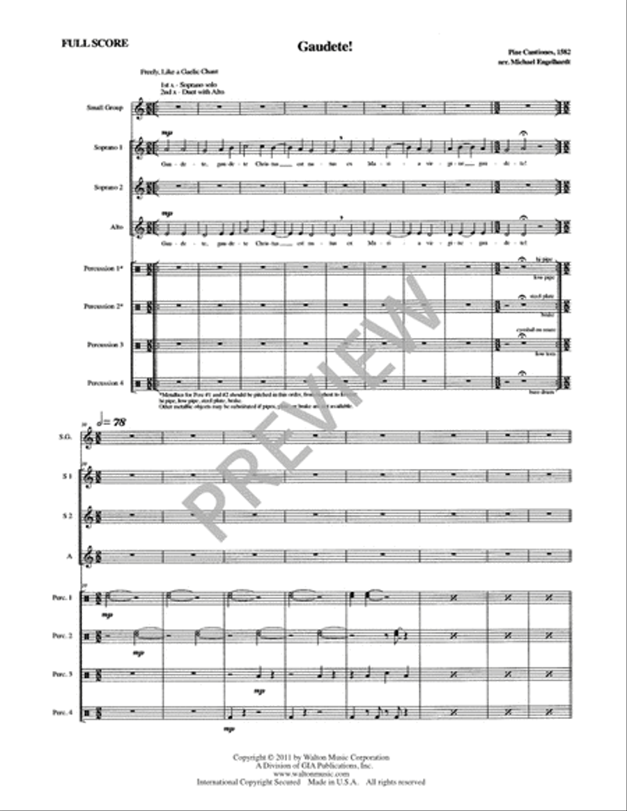 Gaudete! - SSA (Full Score and Percussion Parts) SSA scores gallery preview page 2