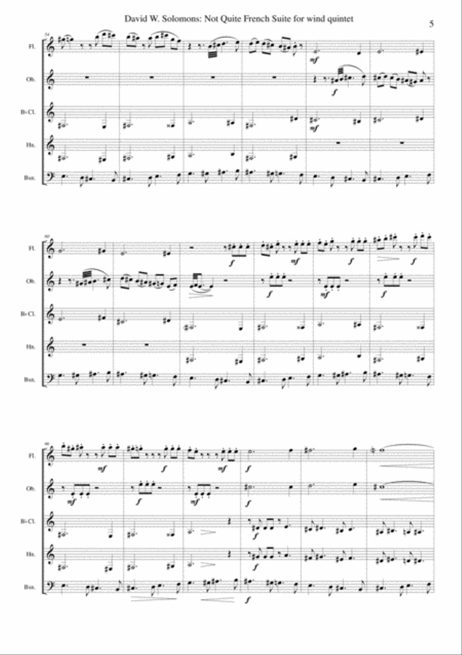 David W. Solomons: Not Quite French Suite for wind quintet Woodwind Quintet scores gallery preview page 5