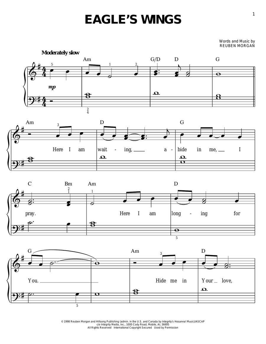 Eagle's Wings Easy Piano scores gallery preview page 1