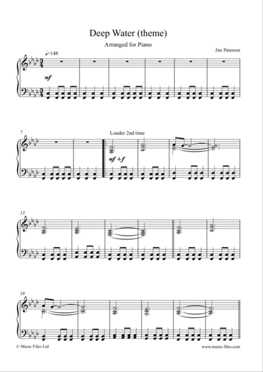 Deep Water (piano solo) Piano Solo scores gallery preview page 1