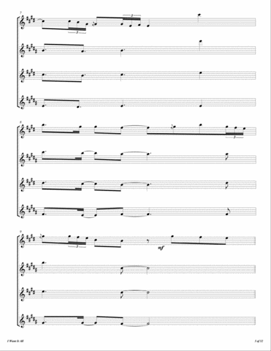 I Want It All Woodwind Quartet scores gallery preview page 4
