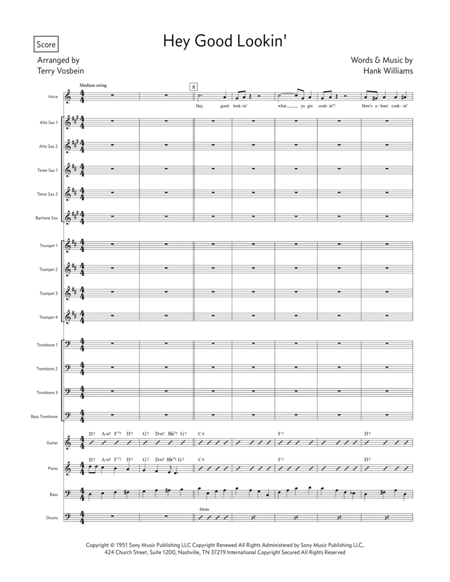 Hey, Good Lookin' Jazz Ensemble scores gallery preview page 1