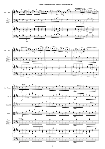 Vivaldi - Violin Concerto in B minor - Dresden - RV 388 for Violin, Strings and Cembalo image number null