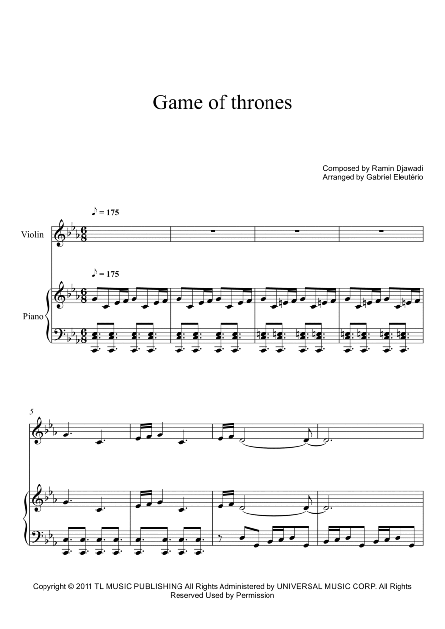 Game Of Thrones Game Of Thrones String Duet scores gallery preview page 1