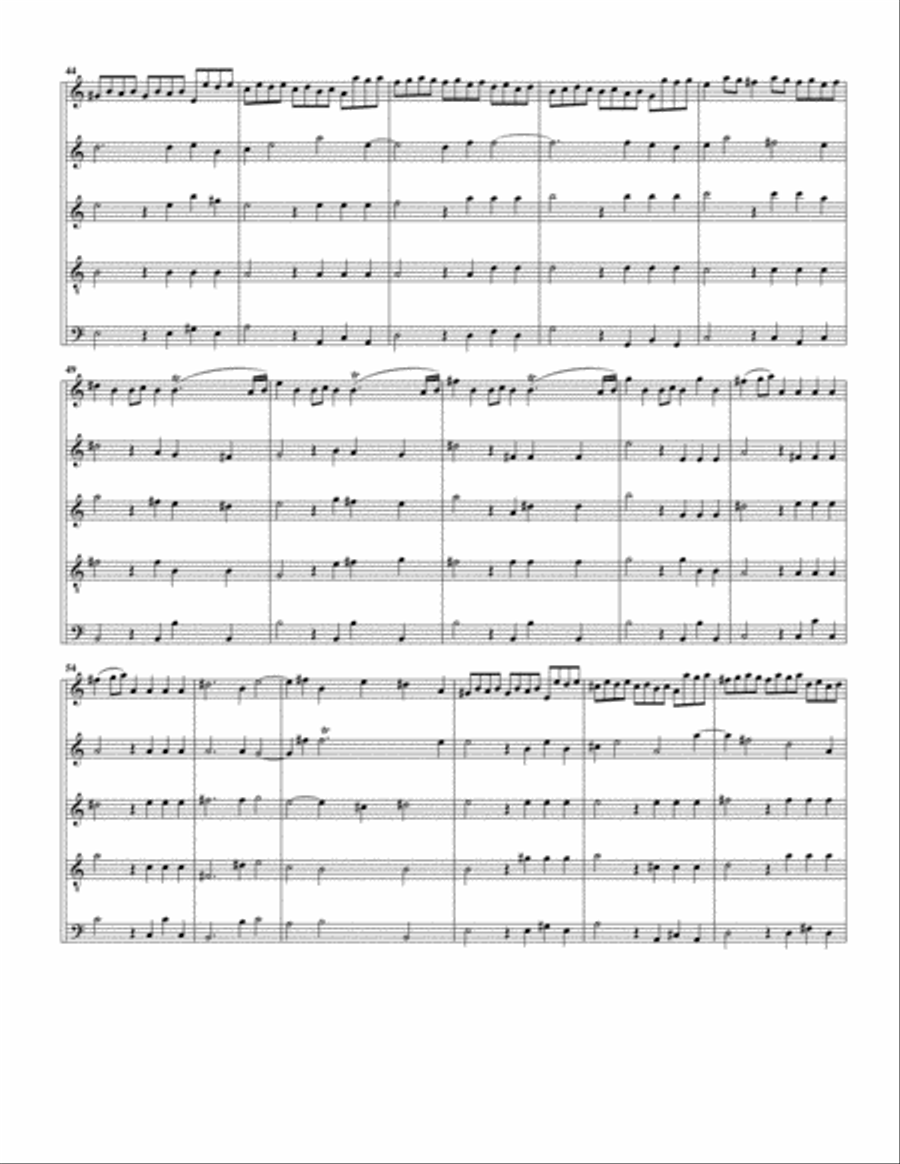 Alla hornpipe from Water music (arrangement for 5 recorders) Recorder scores gallery preview page 3