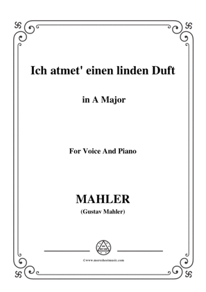 Book cover for Mahler-Ich atmet' einen linden Duft in A Major,for Voice and Piano