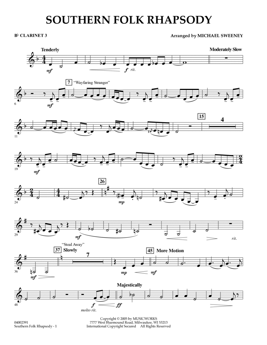 Southern Folk Rhapsody - Bb Clarinet 3 B-Flat Clarinet scores gallery preview page 1