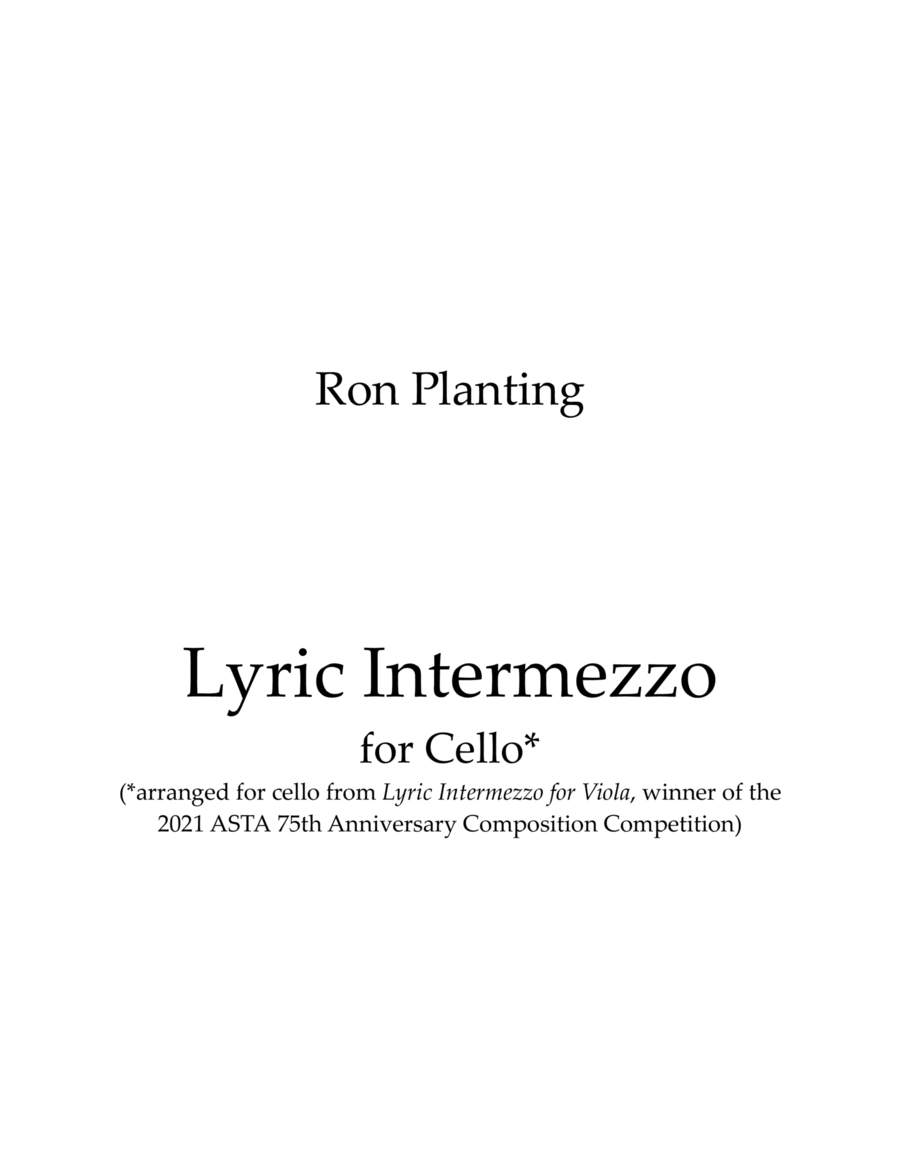Lyric Intermezzo for Cello image number null