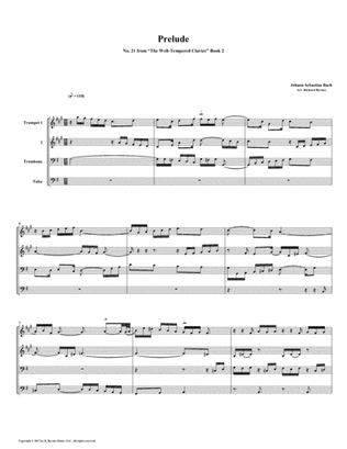 Prelude 21 from Well-Tempered Clavier, Book 2 (Brass Quartet)