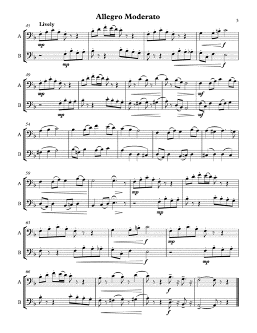 Three Contrasting Duets - For Any Two Wind Instruments (Bass Clef) Brass Duet scores gallery preview page 4