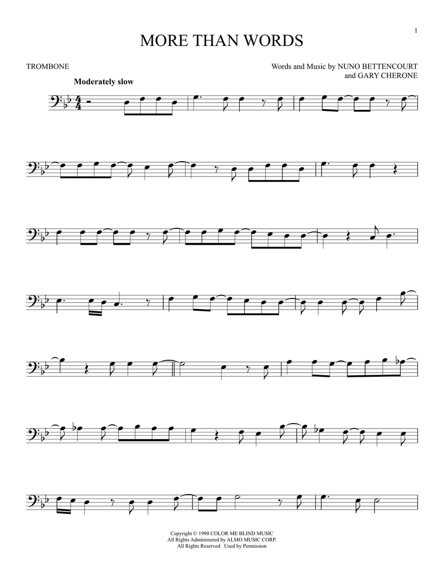 More Than Words Trombone Solo scores gallery preview page 1