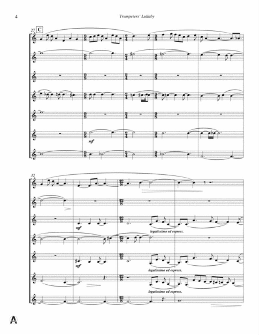 Trumpeters' Lullaby Brass Quintet scores gallery preview page 6