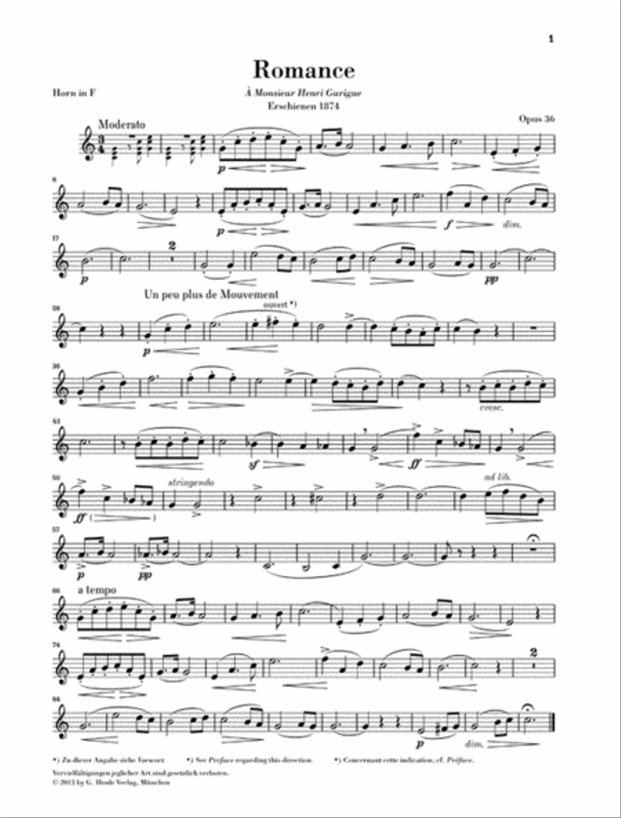 Camille Saint-Saëns – Romances for Horn and Piano Horn scores gallery preview page 4