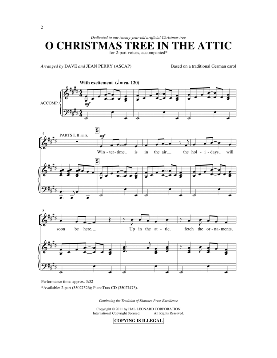 O Christmas Tree In The Attic 2-Part scores gallery preview page 1