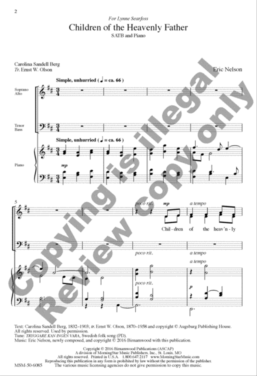 Children of the Heavenly Father 4-Part scores gallery preview page 9