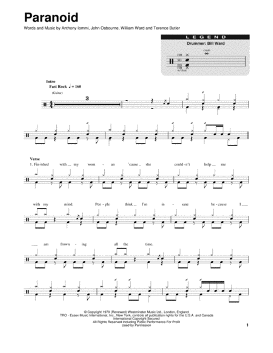 Paranoid Drum Set scores gallery preview page 1