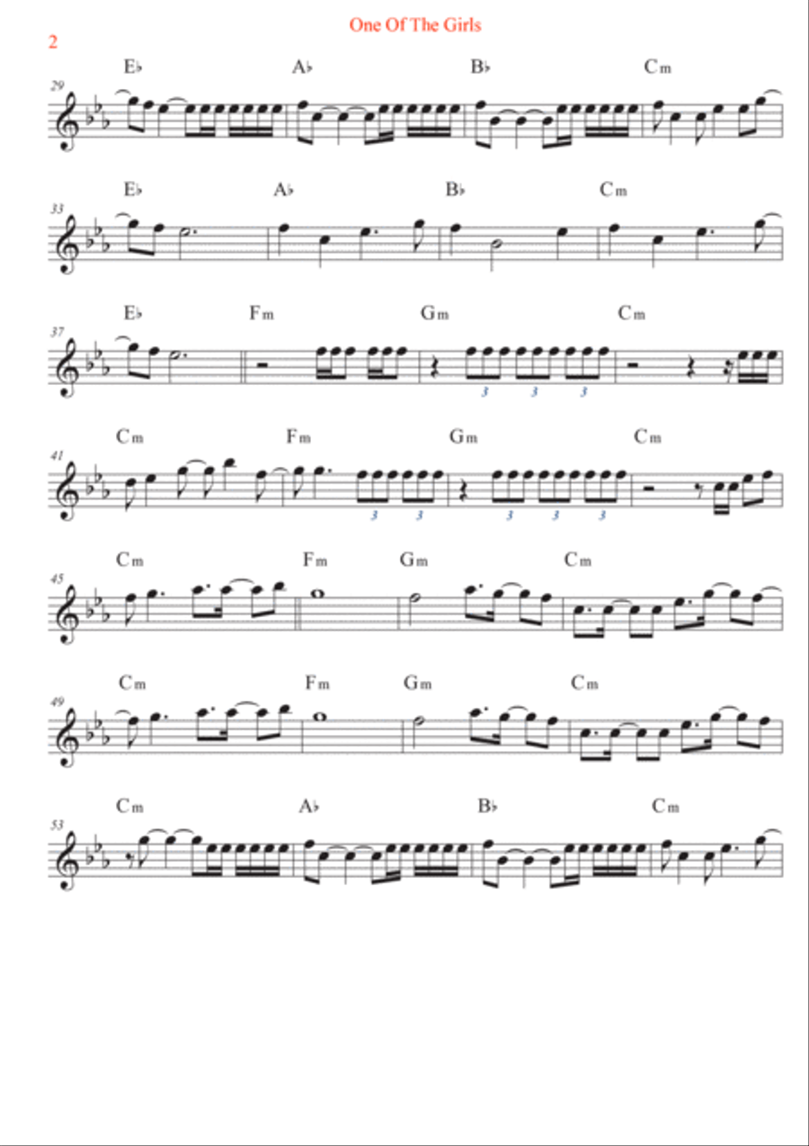 One Of The Girls Violin Solo scores gallery preview page 2