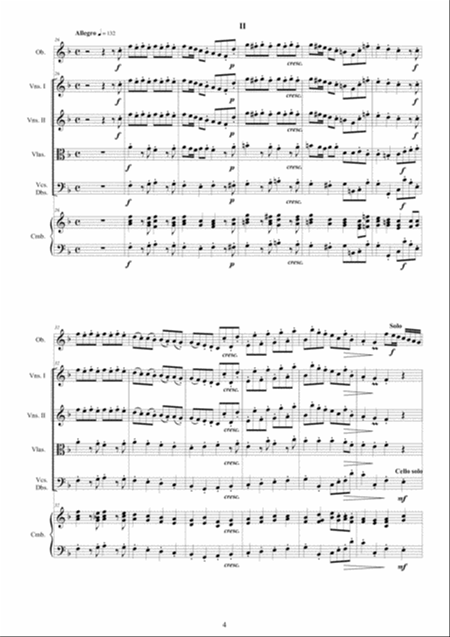 Sammartini - Oboe Concerto in F major No.1 for Oboe, Strings and Cembalo Chamber Orchestra scores gallery preview page 4
