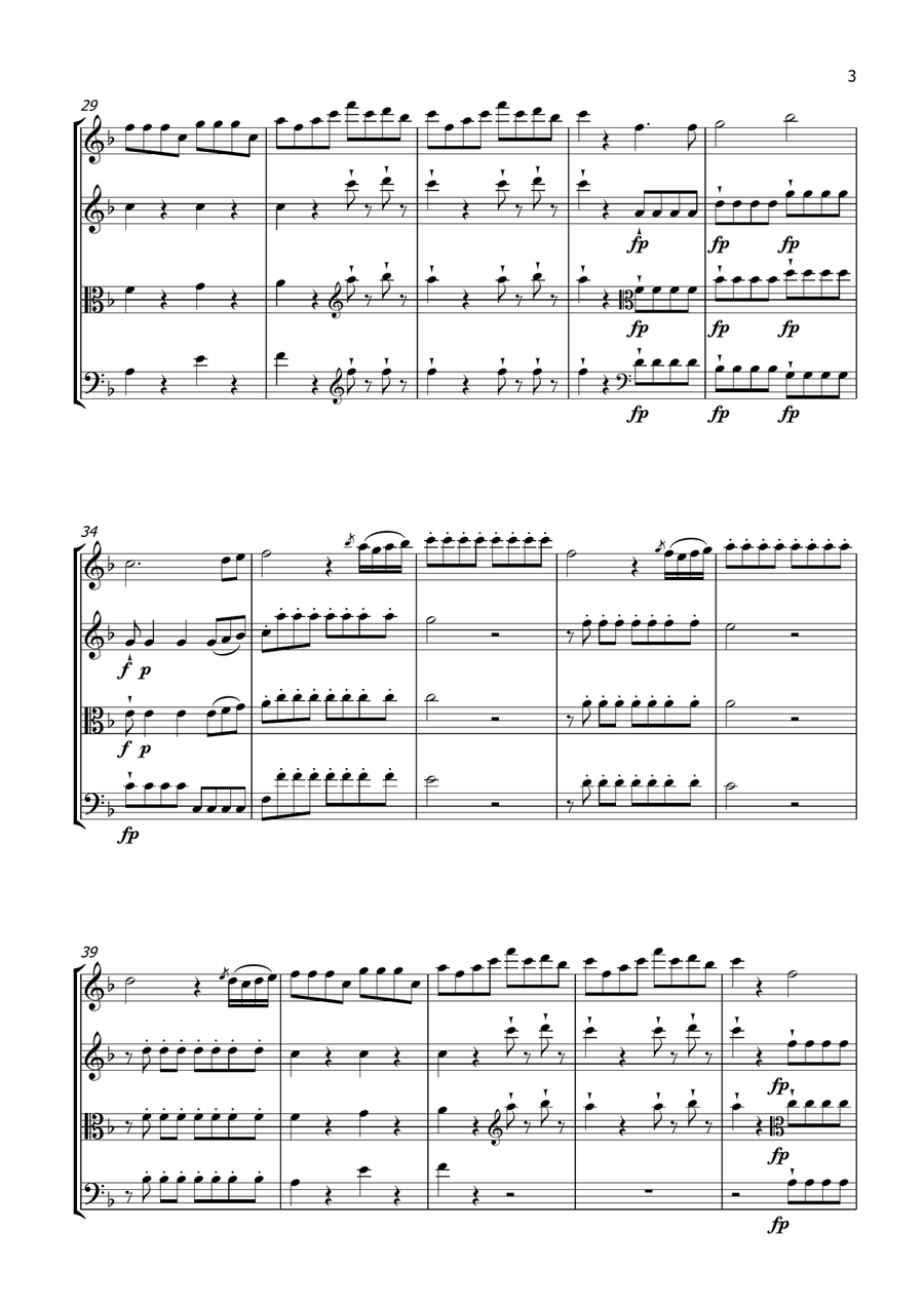 Mozart: Queen of the Night Aria / Der Holle Rache (string quartet) String Quartet scores gallery preview page 3