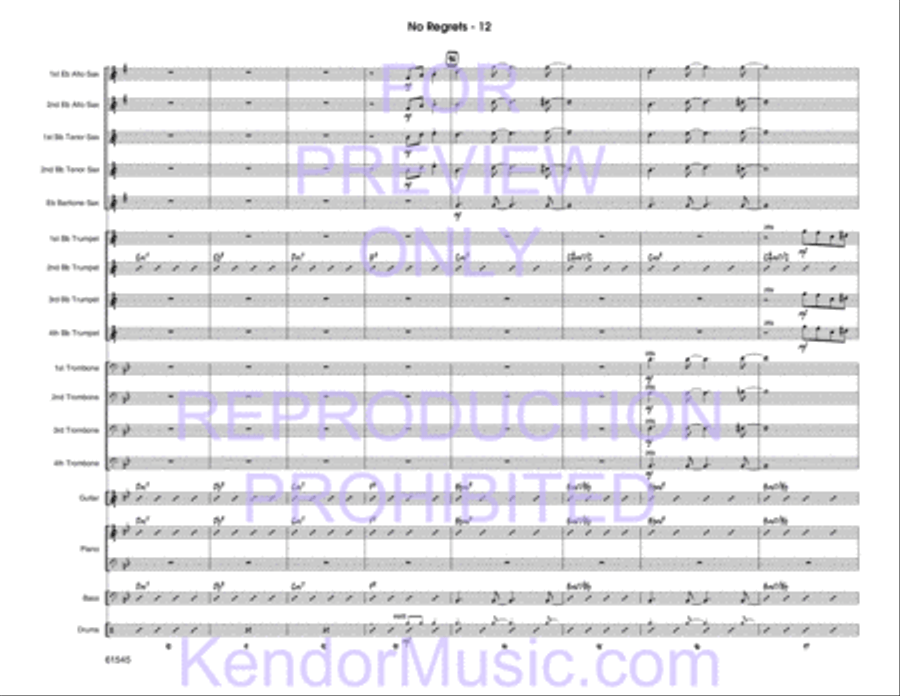 No Regrets (Full Score) Jazz Ensemble scores gallery preview page 13