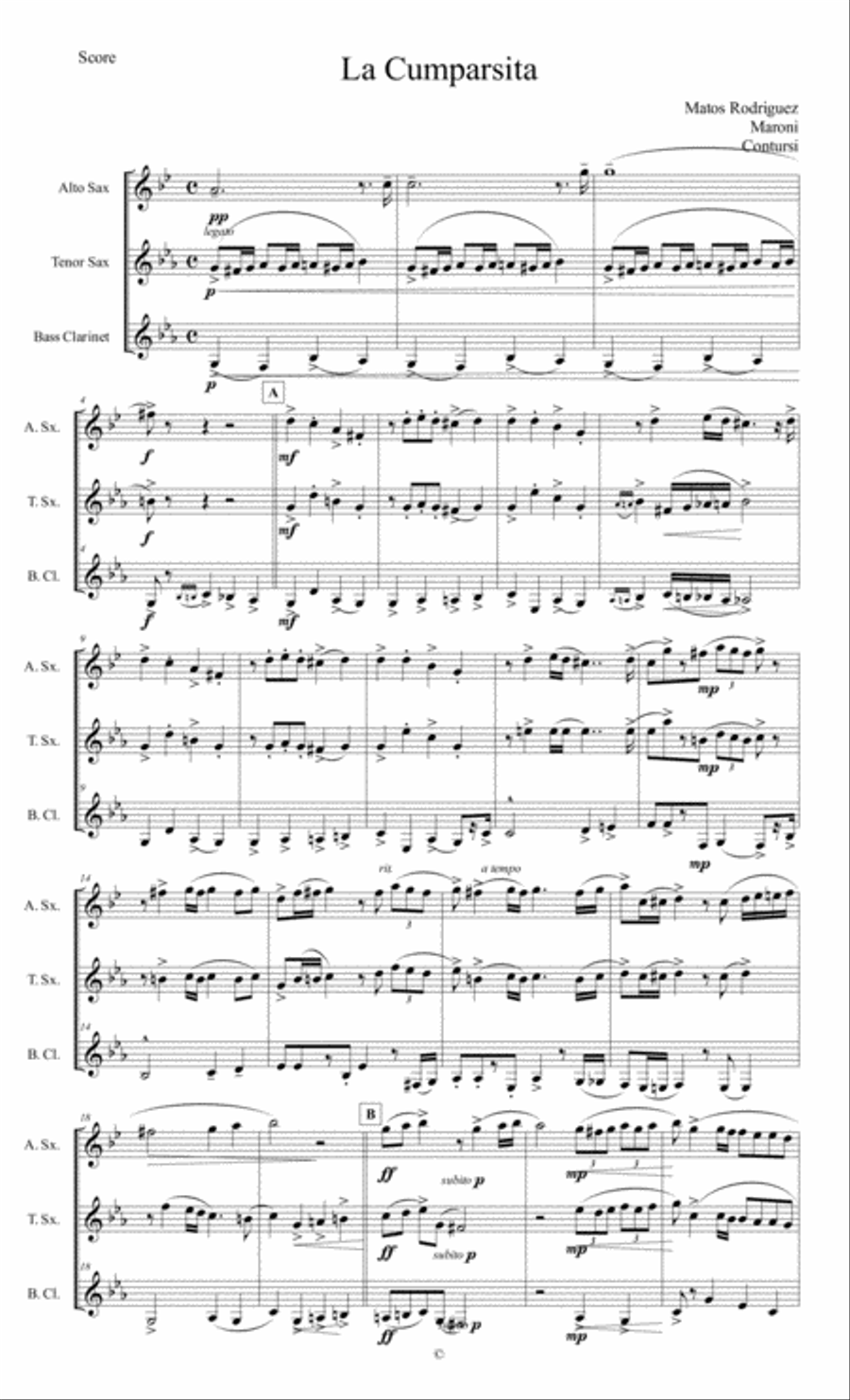 La Cumparsita Woodwind Trio scores gallery preview page 1