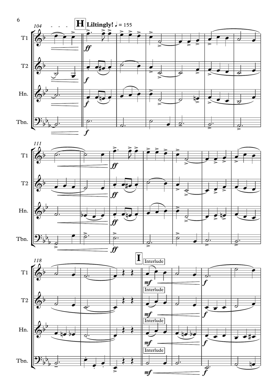Eton Boating Song Brass Quartet scores gallery preview page 6