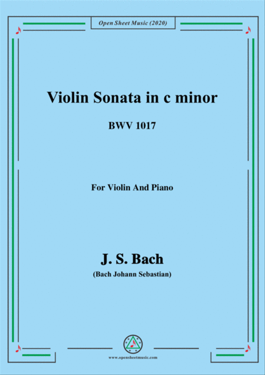 Bach,J.S.-Violin Sonata,in c minor,BWV 1017,for Violin and Piano Voice scores gallery preview page 1