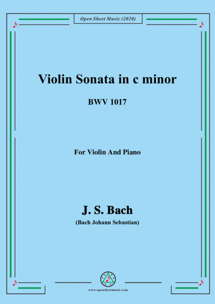 Bach,J.S.-Violin Sonata,in c minor,BWV 1017,for Violin and Piano image number null