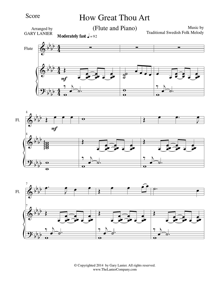 Gary Lanier: HYMNS of PRAISE and ADORATION (Duets for Flute & Piano) Woodwind Duet scores gallery preview page 2